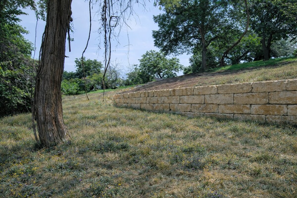 Hill Country limestone retaining wall